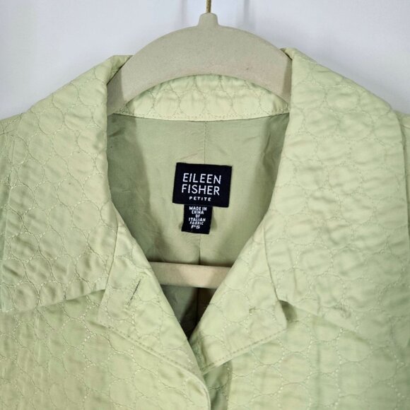 Eileen Fisher Light Green Quilted Button Up Jacket Women's Size PS Petite Small - Picture 7 of 10
